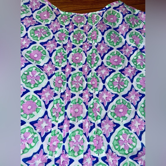 TALBOTS SPLIT NECK PIN-TUCK TOP MEDALLION Xp PLUS PETITE COTTON TUNIC 3/4 SLEEVE - Picture 7 of 8